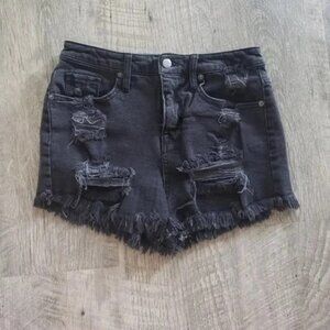 Mossimo Supply Co. Black Distressed High Rise Jean Shorts.